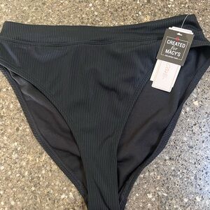 NWT Salt + Cove High Waist Ribbed Black Bikini Bottom. Swimming Beach Summer.